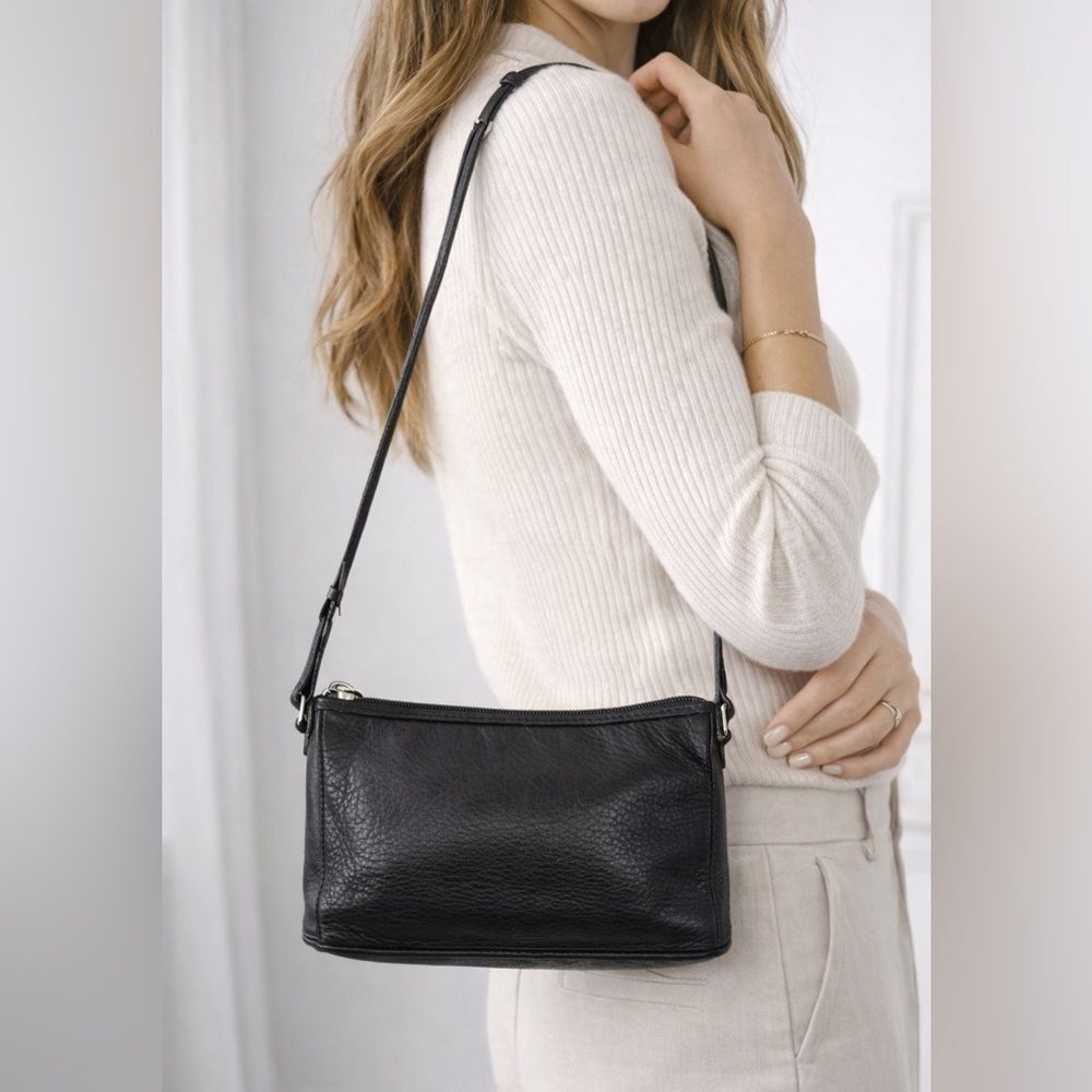 Wilsons Leather Pelle Studio Black Leather Crossbody Bag Purse Shoulder Bag